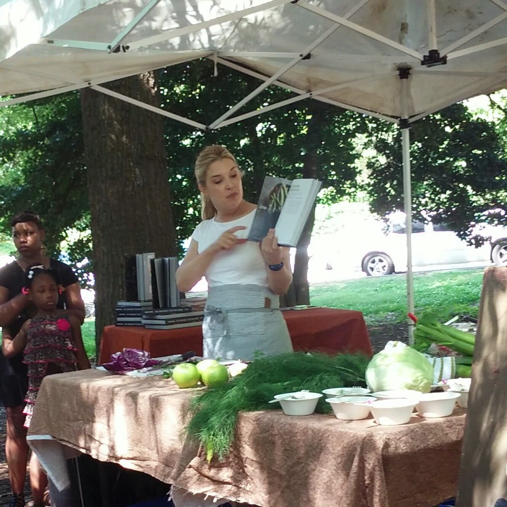 Rebecca Lang cooking Skirt Steak with Fennel Slaw at GPFM