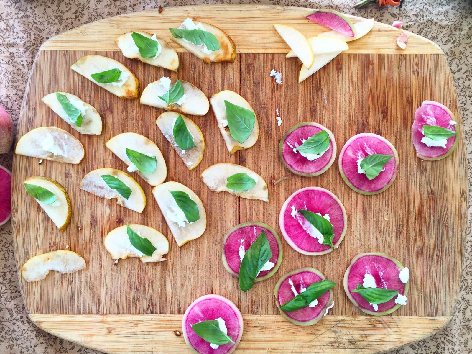 Radish and Pear with Chevre and Basil